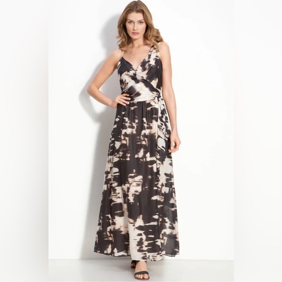 SUZI CHIN FOR MAGGY BOUTIQUE ASYMMETRICAL MAXI DRESS Cotton Silk Blend SIZE 14 - Picture 1 of 13